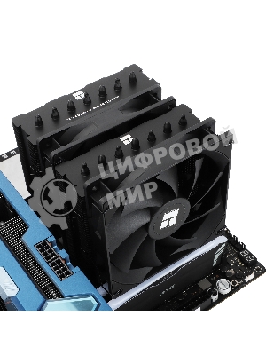Кулер для процессора Thermalright Phantom Spirit 120 SE черный (4-pin PWM, 154mm, Ni/Cu, 7x6mm, 2x120мм, 66.17CFM, 25.6dBA, 1500RPM, S: 1200, 1700, 1851, 115X, AM4, AM5, silver, black)