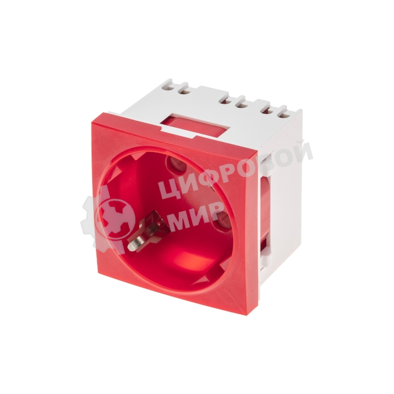 Розетка электрическая Rexant 45x45, CEE 7/4, 2K+3, 16A, красная