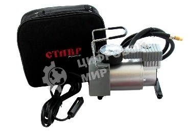 Компрессор автомобильный СТАВР КА-12/7(12В, рабочее давление 7Атм, максимальное давление 10Атм, максимальный ток потребления 14А, производительность 35 л/мин, диаметр цилиндра 30мм, длина шланга компрессора 1м, длина шнура питания 2м, вес 1,85кг.)