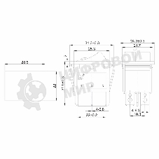 Выключатель клавишный Rexant 250V 15А (6с) ON-OFF черный с подсветкой двойной