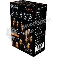 Гирлянда садовая на солнечной батарее Gauss 30 LED ламп Шары белый свет Solar, 1/24