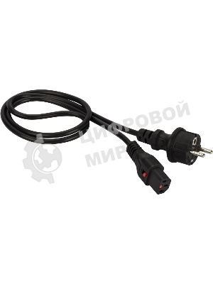 Шнур питания Lanmaster с блокировкой C13-Schuko прямая, 3х0.75, 220В, 10А, черный, 1 метр