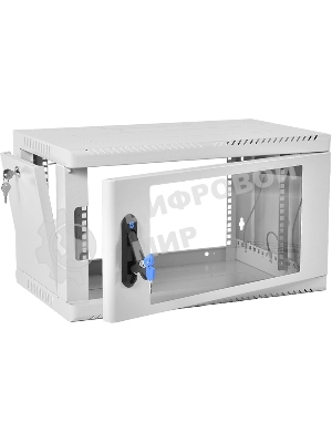 Шкаф коммутационный ЦМО (ШРН-6.350) настенный 6U 600x350 мм пер. дв. стекл 200 кг серый 300 мм 180 град.