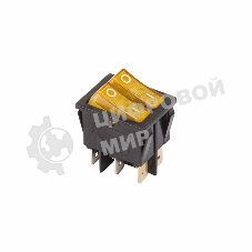 Выключатель клавишный Rexant 250V 15А (6с) ON-OFF желтый с подсветкой двойной