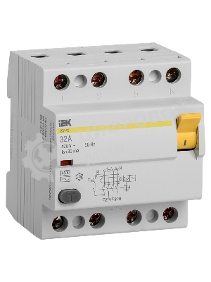 Выключатель дифференциального тока (УЗО) 4п 32А 30мА тип AC ВД1-63 IEK MDV10-4-032-030