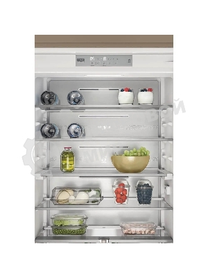 Холодильник встраиваемый Whirlpool WHSP70T241P 70 см, 193.5х54.3х69 см, 295/95 л, инверторный компрессор, автоматическая разморозка, зона свежести влажная, сенсорное управление, технология 6 SMYSL FreshControl, MultiFlow, FreezeControl, перенавешиваемые дверцы, скользящие направляющие, Италия