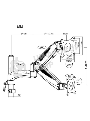 Кронштейн для монитора/ноутбука Cactus CS-VM-LH08-BK черный 13