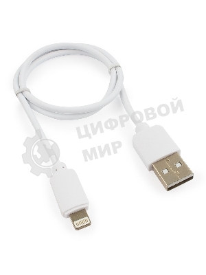 Кабель USB Гарнизон GCC-USB2-AP2-0.5M-W AM/Lightning, для iPhone5/6/7, IPod, IPad, 0.5м, белый, пакет