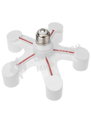 Разветвитель цокольный Rexant Е27-5хЕ27 белый