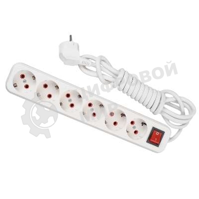 Удлинитель 6х2м с заземл. 16А IP20 с выкл. Lezard 720-0602-602