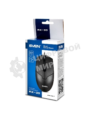 Мышь проводная SVEN RX-30 черный, 1000 dpi, USB, кнопки - 3
