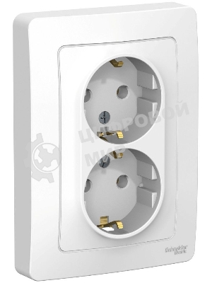 Розетка 2-м СП Blanca 16А 250В без шторок с заземл. бел. SchE BLNRS001021