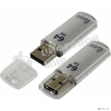 Флешка USB Smartbuy V-Cut Silver (SB64 GbVC-S), 64Gb, USB 2.0, R/W 25/15, серебристый
