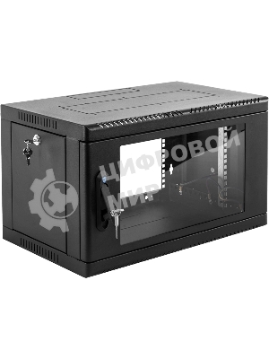 Шкаф коммутационный ЦМО (ШРН-6.350-9005) настенный 6U 600x350 мм пер. дв. стекл 200 кг черный 300 мм 180 град.