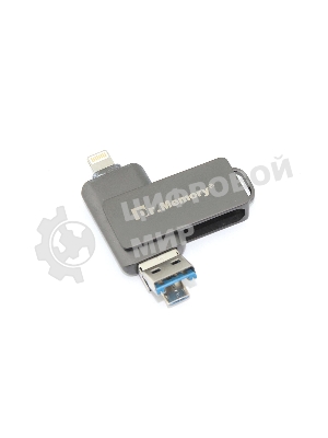 Флешка USB Dr. Memory 051, 8Gb, USB 3.0/USB Type-C, R/W 120/70, серый