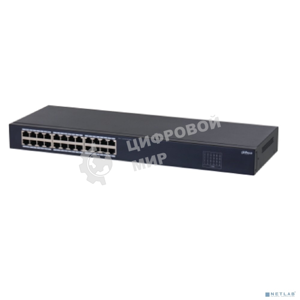Коммутатор настраиваемый 24-портовый Dahua DH-SF1024 24xRJ45 100Mb, коммутация 4.8 Гбит/с, MAC-таблица 8К, металл