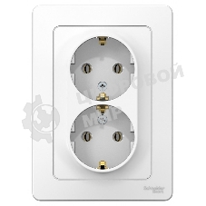 Розетка 2-м СП Blanca 16А 250В без шторок с заземл. бел. SchE BLNRS001021