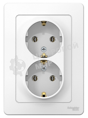 Розетка 2-м СП Blanca 16А 250В без шторок с заземл. бел. SchE BLNRS001021