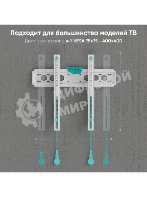 Кронштейн ONKRON TM5W/32-65'' макс 400*400 наклон +12º от стены: 35-145мм, макс вес 68,2кг, встр уровень, белый