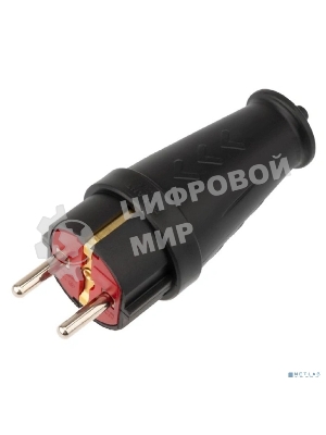 Вилка Rexant влагозащищенная прямая COMPACT, с/з, 16А, IP44 каучук, черная