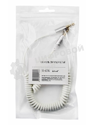 Аудиокабель AUX Rexant 3.5 мм шнур спираль 1 м белый
