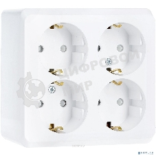 Розетка 4-м ОП Этюд 16А 250В защ. шторки с заземл. белый SchE PA16-208B