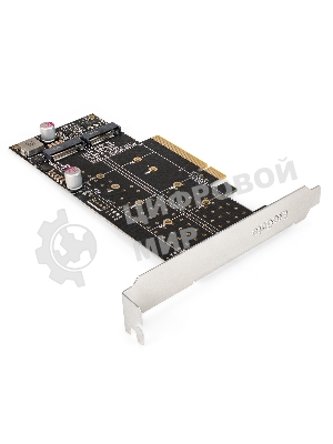 Переходник ExeGate EXE-597E2 (2 x M.2 M key -> PCI-E x8 v3.0, для установки двух SSD M.2 2230/2242/2260/2280/22110 M key NGFF в слот PCI-E, материнская плата должна быть c функции Bifurcation PCI-E)
