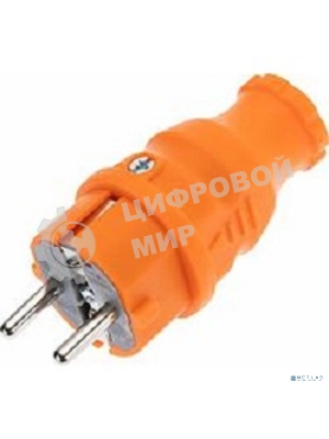 Вилка Rexant влагозащищенная прямая COMPACT, с/з, 16А, IP44, каучук, оранжевая