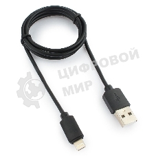 Кабель USB Гарнизон GCC-USB2-AP2-1M AM/Lightning, для iPhone5/6/7, IPod, IPad, 1м, черный, пакет