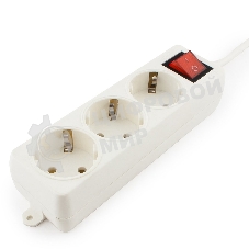 Сетевой фильтр Гарнизон EL-NB-G3-W-2, 3 евророзетки с выключателем и заземлением, допустимый ток 10А, длина 2м.