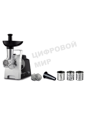 Мясорубка электрическая Moulinex ME108832 черный, 1400 Вт, 1.7 кг/мин, реверс, защита от перегрузки, насадки - 6