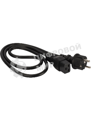 Шнур питания Lanmaster C19-Schuko прямая, 3х1.5, 220В, 16А,черный, 2 метра
