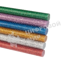 Клеевые стержни Rexant, Ø11 мм, 100 мм, цветные с блестками, 12 шт., блистер