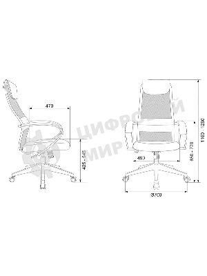 Кресло Бюрократ CH-607 TW-02 светло-серый, сетка, подголовник