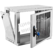 Шкаф коммутационный ЦМО (ШРН-9.350) настенный 9U 600x350 мм пер. дв. стекл 200 кг серый 300 мм 180 град.