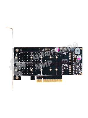 Переходник ExeGate EXE-597E2 (2 x M.2 M key -> PCI-E x8 v3.0, для установки двух SSD M.2 2230/2242/2260/2280/22110 M key NGFF в слот PCI-E, материнская плата должна быть c функции Bifurcation PCI-E)