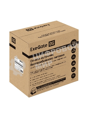 Источник бесперебойного питания On-line ExeGate PowerExpert TL-1000.LCD.AVR.2SH.USB.RS232.SNMP 1000VA/1000W, On-Line, PF=1, LCD, 2*Schuko, RS232, USB, SNMP-slot, встроенные батареи 12V 7.2Ah - 2шт, Tower, металлический корпус, черный