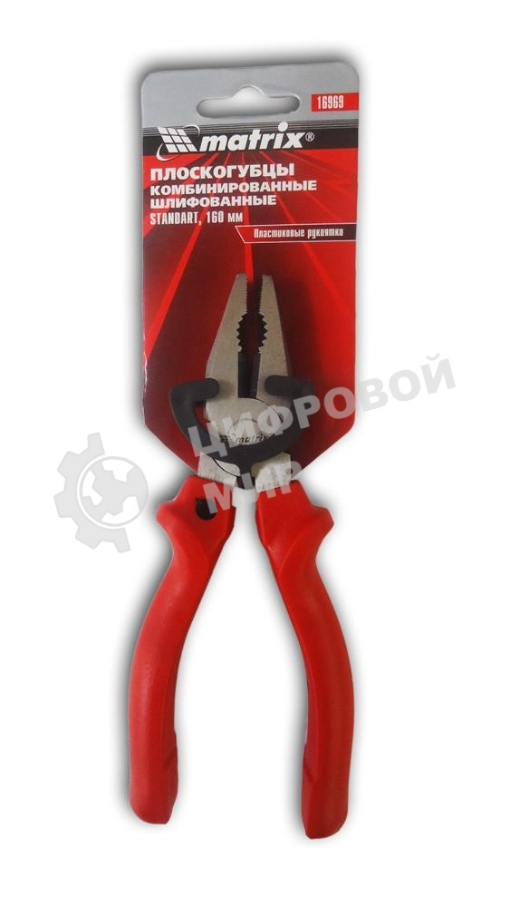 Плоскогубцы Matrix standard 160 мм, комбинированные, шлифованные, пластмассовые рукоятки