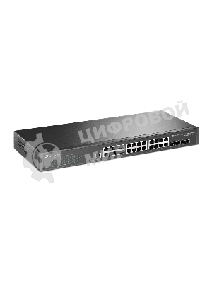Коммутатор TP-Link JetStream 24-port Pure-Gigabit L2+ Managed Switch, 24 10/100/1000Mbps RJ45, 4*10G SFP+ Slots