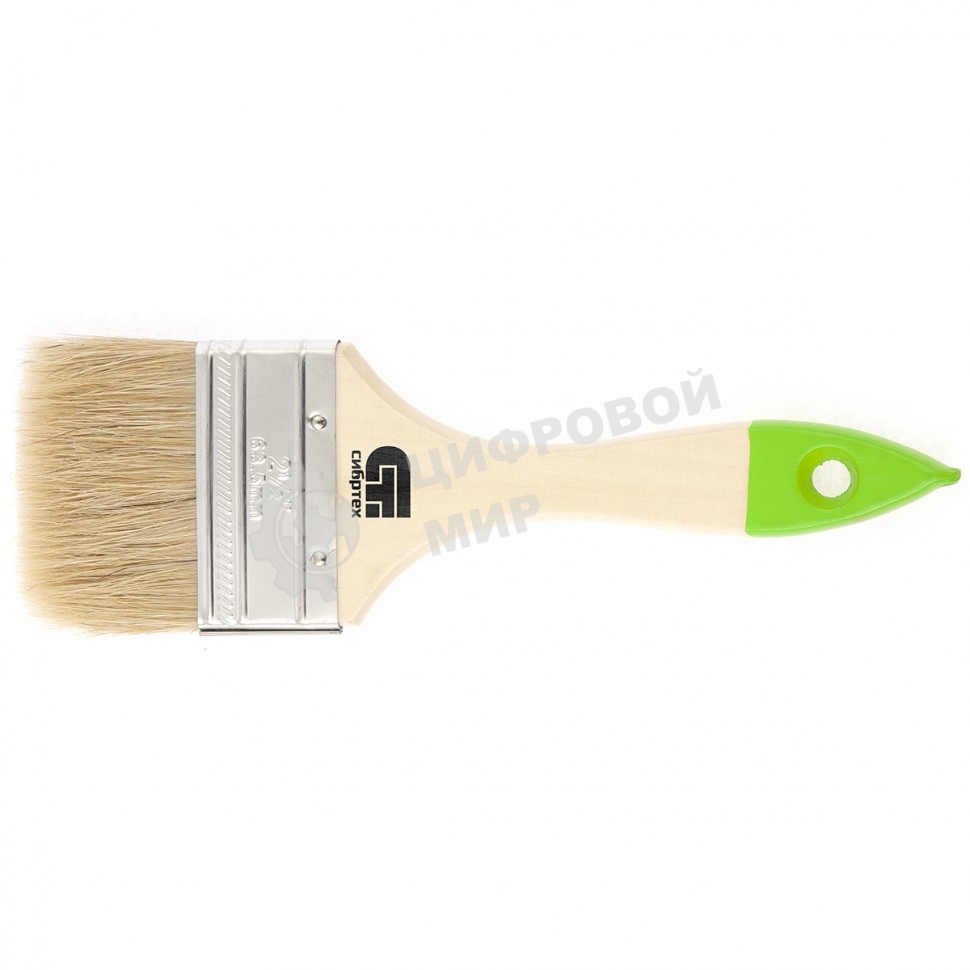 Кисть Сибртех плоская 63 мм, натуральная щетина, деревянная рукоятка