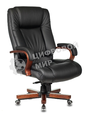 Кресло Бюрократ T-9925WALNUT/BLACK черный, кожа