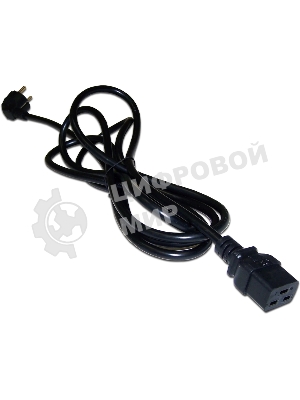 Шнур питания LANMASTER C19-Schuko угловая, 3х1.5, 220В, 16А, черный, 0.5 м.