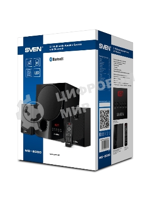 Акустическая система 2.1 SVEN MS-2080/70 Watt/~220V 50Hz/FM-тюнер, USB/SD, дисплей/BLUETOOTH/ПДУ/Black