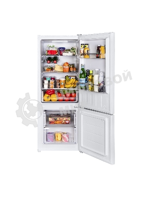 Холодильник Maunfeld MFF144SFW белый глянц. двухкамерный 154/52л морозилка снизу, ручная разморозка