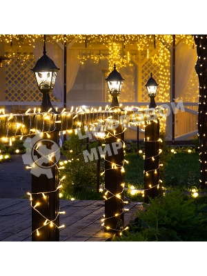 Гирлянда Neon-night Нить 10 м, 200 LED, прозрачный ПВХ, цвет свечения теплый белый с эффектом мерцания (каждый 5-й)