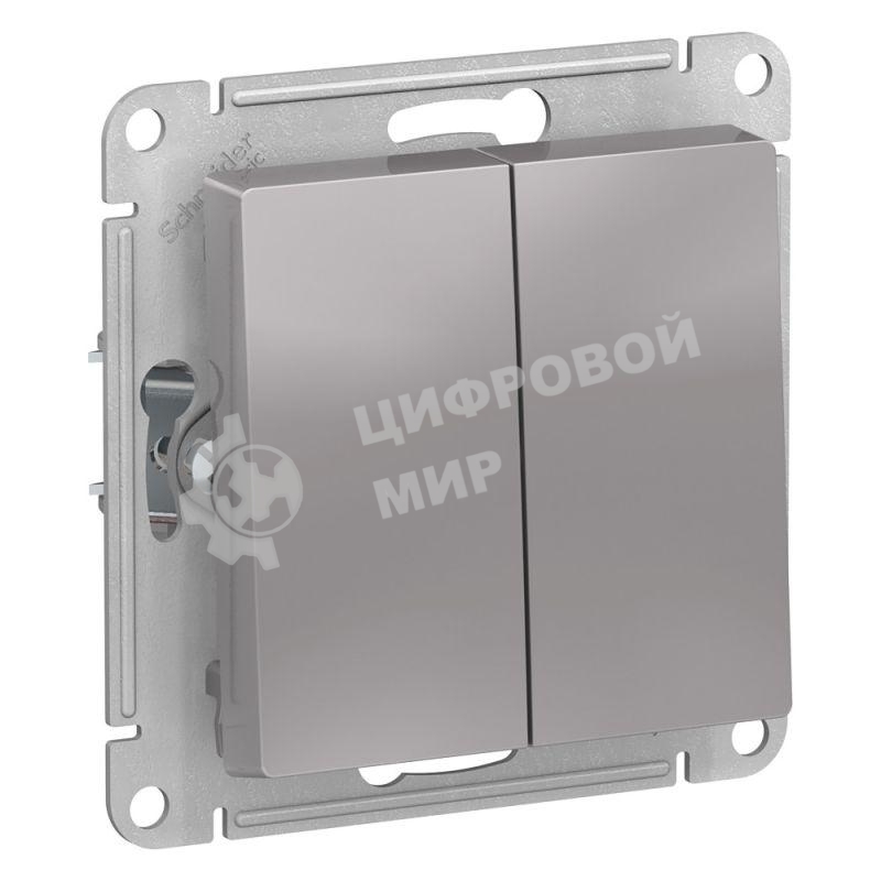 Механизм выключателя 2-кл. AtlasDesign (сх.5) 10АХ алюм. SchE ATN000351
