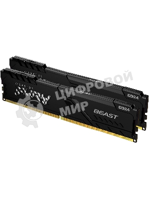 Оперативная память Kingston Fury Beast, DDR4, 16GB (2x8GB), 3600MHz, CL17, DIMM, с радиаторами, черный