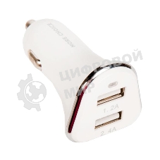 Автомобильная зарядка (от прикуривателя) 2USB 2.4A для Type-C More choice AC22a, белый