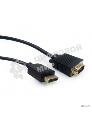 Кабель DisplayPort->VGA Cablexpert CCP-DPM-VGAM-6, 1,8м, 20M/15M, черный, экран, пакет
