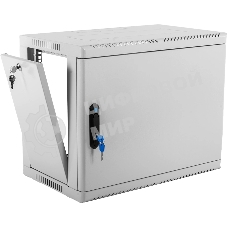 Шкаф коммутационный ЦМО (ШРН-9.350.1) настенный 9U 600x350 мм пер. дв. стал. лист 200 кг серый 300 мм 180 град.